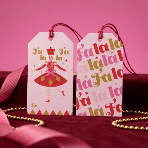 Fa La La Nutcracker Ballet Pink Girly Christmas To Gift Tags