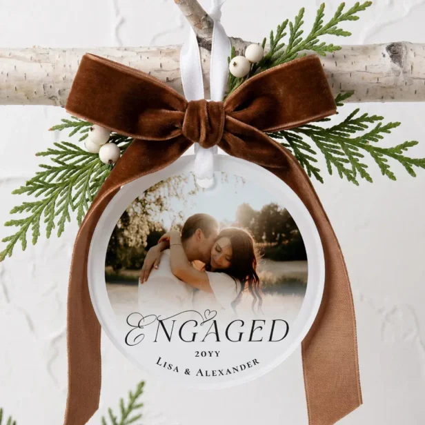 First Christmas Engaged Custom Engagement Photo Ornament