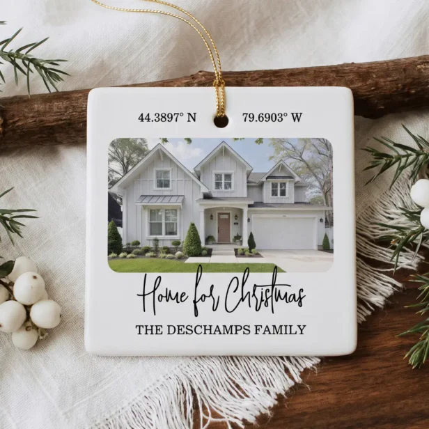 First Christmas in Our New Home Photo Minimal Ceramic Ornament