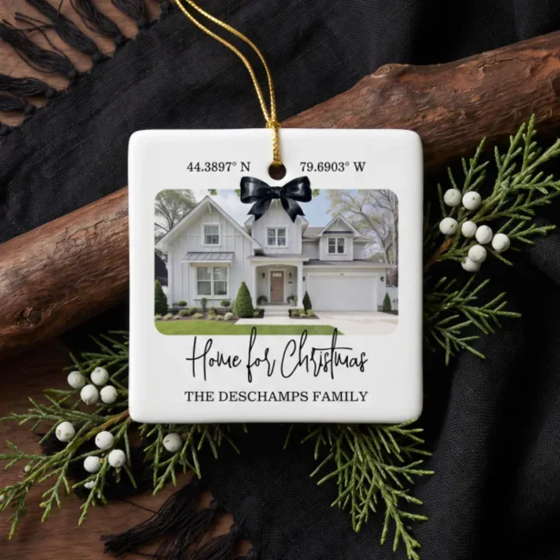 First Christmas in Our New Home Photo Minimal Ceramic Ornament