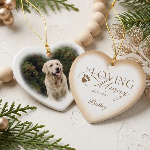 n Loving Memory Memorial Heart Pet Photo Keepsake Ceramic Ornament