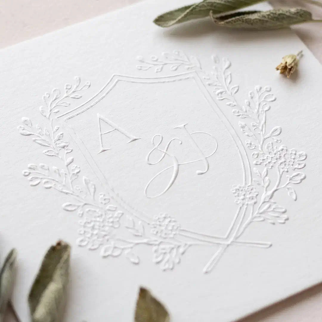 Luxury Vintage Floral Crest Monogram Wedding Embosser