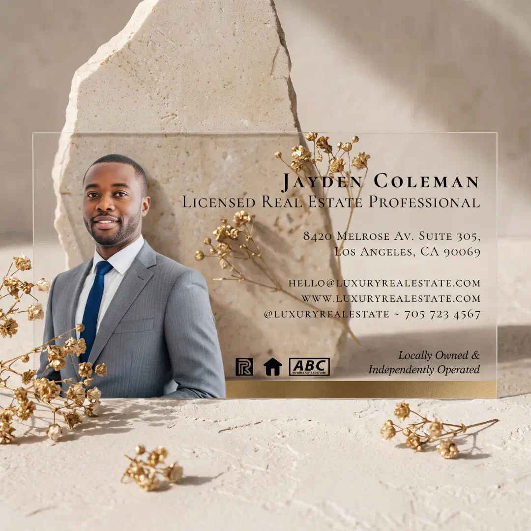 Modern Luxury Black Realtor Professional Photo Clear Business Cards
