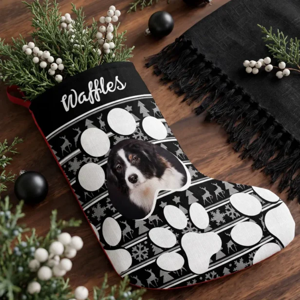 Pet Photo Christmas Keepsake Dog Cat Paw Print Small Christmas Stocking