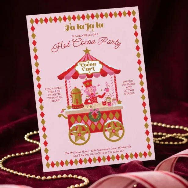 Christmas Nutcracker Fa La La Hot Chocolate Party Holiday Card