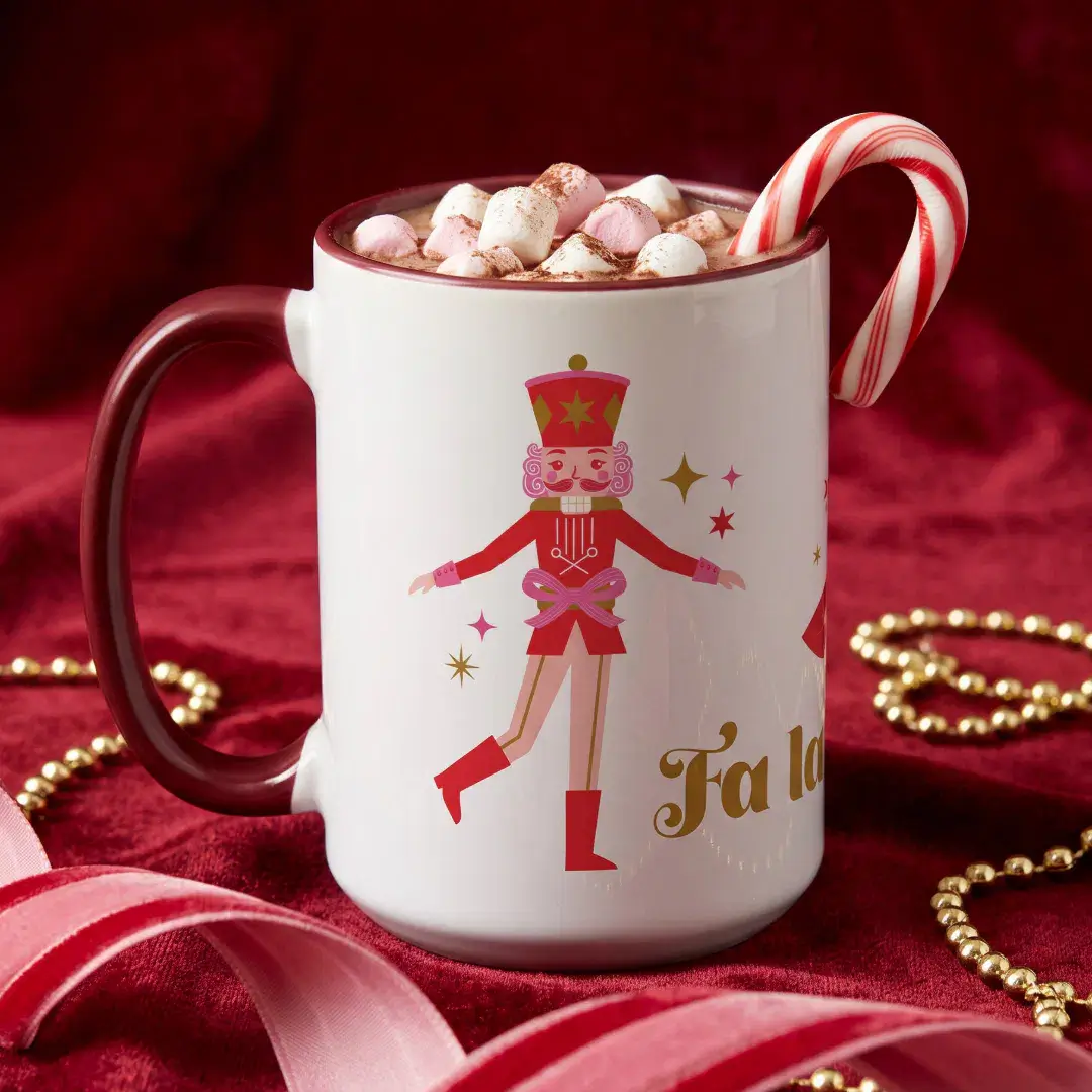Fa La La Nutcracker Pink Ballet Festive Christmas Mug