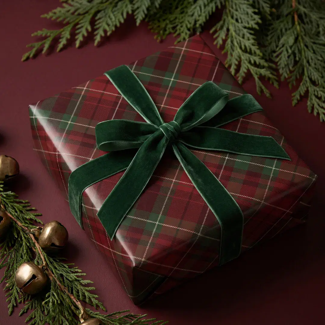 Festive Dark Red Green Christmas Tartan Plaid Wrapping Paper